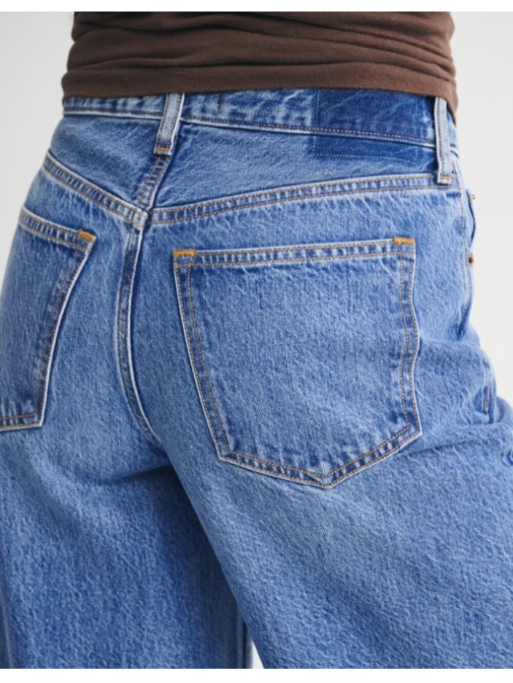 NWT Abercrombie & Fitch High Rise Wide Leg Jean Lightweight Drapey Rigid Raw Hem - Picture 6 of 16